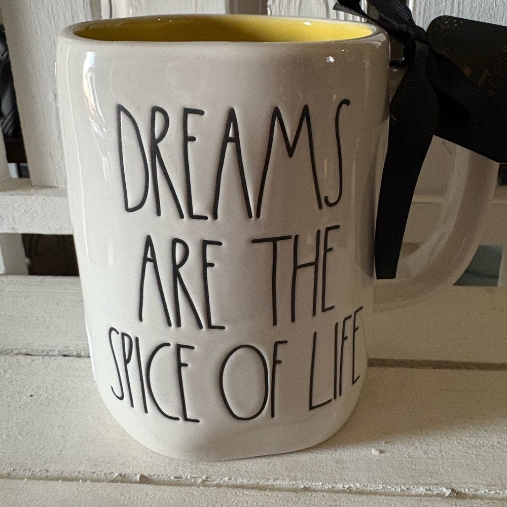Rae Dunn White and Yellow Ceramic Mug
